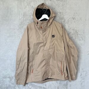 Dutch Bros Coffee Jacket Men's L Beige Raincoat Full Zip Hooded Outdoor -READ-